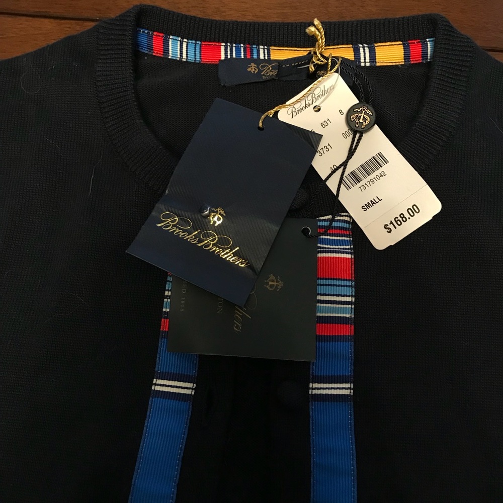 Brooks Brothers ribbon placket spring sweater $168